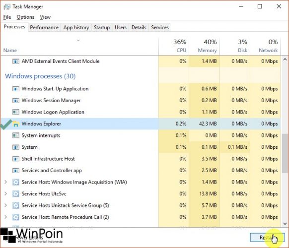Tips Restart Windows Explorer